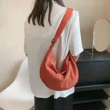 醇龙 大容量休闲简约时尚百搭复古轻便 织物 饺子包腋下包斜挎包 常规 男女同款情侣款 绿色/橘色/深蓝色/浅蓝色/黑色/米白色