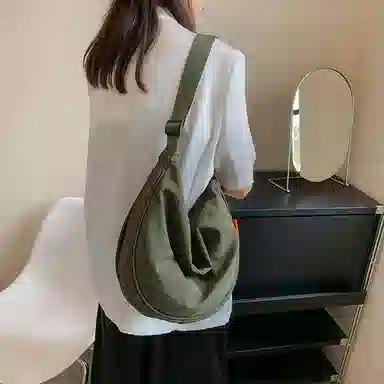 醇龙 大容量休闲简约时尚百搭复古轻便 织物 饺子包腋下包斜挎包 常规 男女同款情侣款 绿色/橘色/深蓝色/浅蓝色/黑色/米白色