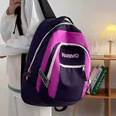 醇龙 学院风街头旅行潮流 尼龙 双肩包 男女同款情侣款 粉色/米白/紫色/黑色