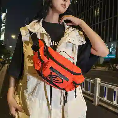 醇龙 时尚休闲日常 牛津纺 胸包 常规 男女同款情侣款 纯黑色/黑桔色/黑白色/桔色/绿色