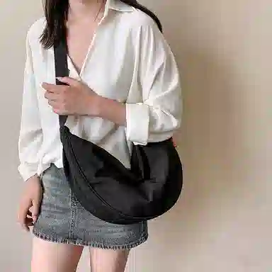 醇龙 大容量休闲简约时尚百搭复古轻便 织物 饺子包腋下包斜挎包 常规 男女同款情侣款 绿色/橘色/深蓝色/浅蓝色/黑色/米白色