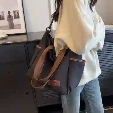 醇龙 撞色多口袋大容量多功能简约 布 单肩斜挎包 女款 多色