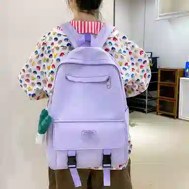 醇龙 可爱书包大容量初中生高中大学生背包简约休闲双肩包尼龙女款多色