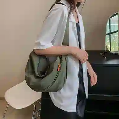 醇龙 大容量休闲简约时尚百搭复古轻便 织物 饺子包腋下包斜挎包 常规 男女同款情侣款 绿色/橘色/深蓝色/浅蓝色/黑色/米白色