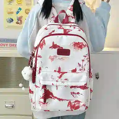 醇龙 简约百搭时尚 尼龙 双肩包 男女同款情侣款 粉色/红色/黑色/灰色/绿色