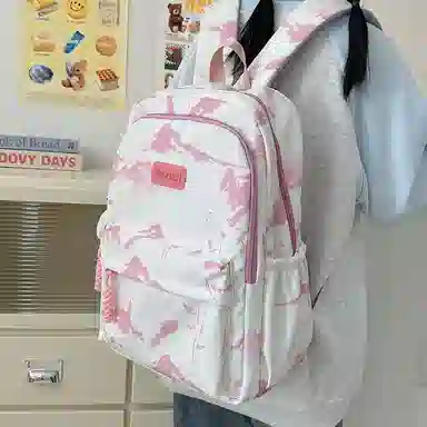 醇龙 简约百搭时尚 尼龙 双肩包 男女同款情侣款 粉色/红色/黑色/灰色/绿色