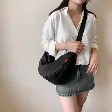 醇龙 大容量休闲简约时尚百搭复古轻便 织物 饺子包腋下包斜挎包 常规 男女同款情侣款 绿色/橘色/深蓝色/浅蓝色/黑色/米白色