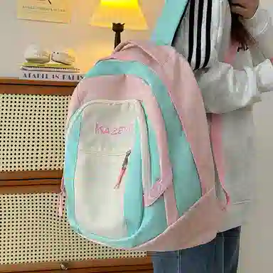 醇龙 学院风街头旅行潮流 尼龙 双肩包 男女同款情侣款 粉色/米白/紫色/黑色