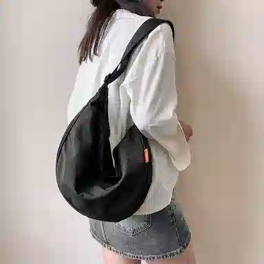 醇龙 大容量休闲简约时尚百搭复古轻便 织物 饺子包腋下包斜挎包 常规 男女同款情侣款 绿色/橘色/深蓝色/浅蓝色/黑色/米白色