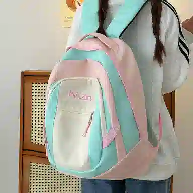 醇龙 学院风街头旅行潮流 尼龙 双肩包 男女同款情侣款 粉色/米白/紫色/黑色