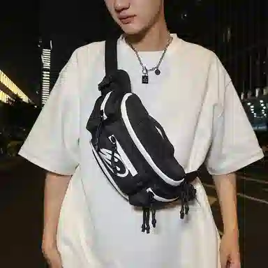 醇龙 时尚休闲日常 牛津纺 胸包 常规 男女同款情侣款 纯黑色/黑桔色/黑白色/桔色/绿色