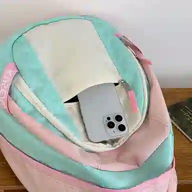 醇龙 学院风街头旅行潮流 尼龙 双肩包 男女同款情侣款 粉色/米白/紫色/黑色