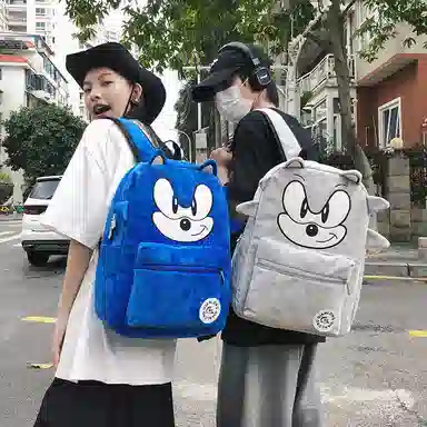 醇龙 索尼克音速小子刺猬鼠大容量 毛绒 双肩包 常规 男女同款情侣款 多色