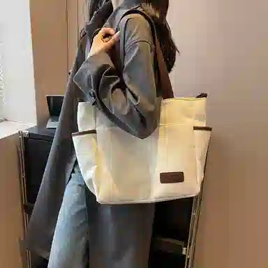 醇龙 撞色多口袋大容量多功能简约 布 单肩斜挎包 女款 多色