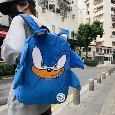 醇龙 卡通初高中大学生高颜值可爱小众设计感轻便 毛绒 书包双肩包 常规 男女同款情侣款 黑色/蓝色/黄色