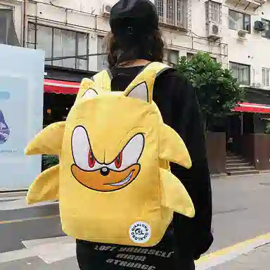 醇龙 卡通初高中大学生高颜值可爱小众设计感轻便 毛绒 书包双肩包 常规 男女同款情侣款 黑色/蓝色/黄色