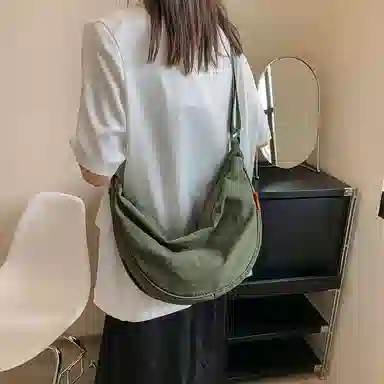 醇龙 大容量休闲简约时尚百搭复古轻便 织物 饺子包腋下包斜挎包 常规 男女同款情侣款 绿色/橘色/深蓝色/浅蓝色/黑色/米白色