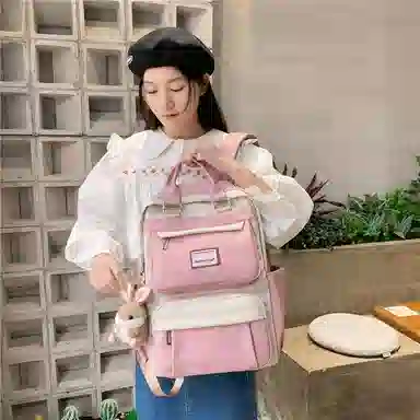 醇龙 初中少女卡通韩版高中学生三到五六年级小学生 尼龙 背包双肩包 常规 女款 绿色/蓝色/紫色/粉色/黑色