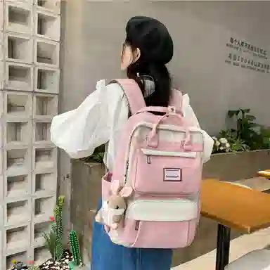 醇龙 初中少女卡通韩版高中学生三到五六年级小学生 尼龙 背包双肩包 常规 女款 绿色/蓝色/紫色/粉色/黑色