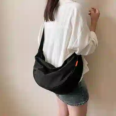 醇龙 大容量休闲简约时尚百搭复古轻便 织物 饺子包腋下包斜挎包 常规 男女同款情侣款 绿色/橘色/深蓝色/浅蓝色/黑色/米白色