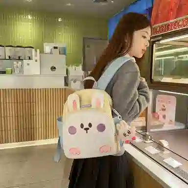 醇龙 幼儿园书包便携童趣宝宝背包卡通可爱小兔子 尼龙 双肩包 儿童款 白色/蓝色/紫色/粉色/黄色