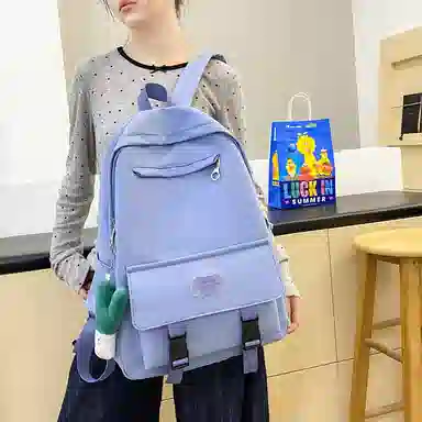 醇龙 可爱书包大容量初中生高中大学生背包简约休闲双肩包尼龙女款多色