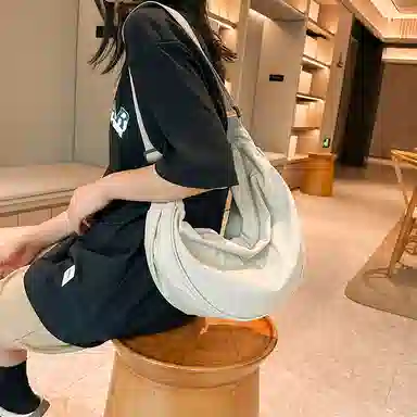 醇龙 大容量休闲简约时尚百搭复古轻便 织物 饺子包腋下包斜挎包 常规 男女同款情侣款 绿色/橘色/深蓝色/浅蓝色/黑色/米白色