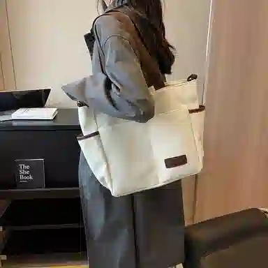 醇龙 撞色多口袋大容量多功能简约 布 单肩斜挎包 女款 多色