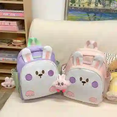 醇龙 幼儿园书包便携童趣宝宝背包卡通可爱小兔子 尼龙 双肩包 儿童款 白色/蓝色/紫色/粉色/黄色