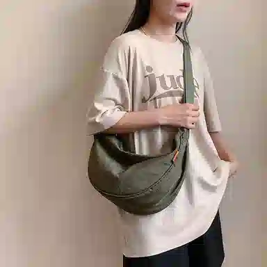 醇龙 大容量休闲简约时尚百搭复古轻便 织物 饺子包腋下包斜挎包 常规 男女同款情侣款 绿色/橘色/深蓝色/浅蓝色/黑色/米白色