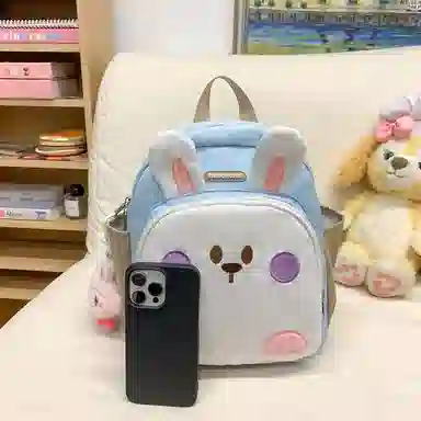 醇龙 幼儿园书包便携童趣宝宝背包卡通可爱小兔子 尼龙 双肩包 儿童款 白色/蓝色/紫色/粉色/黄色