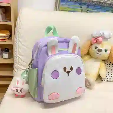 醇龙 幼儿园书包便携童趣宝宝背包卡通可爱小兔子 尼龙 双肩包 儿童款 白色/蓝色/紫色/粉色/黄色