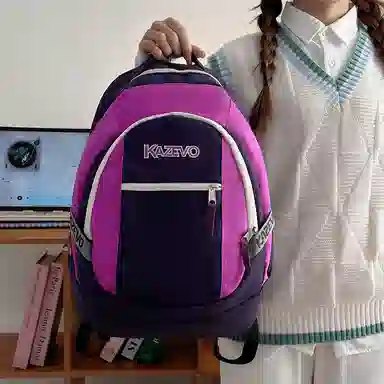 醇龙 学院风街头旅行潮流 尼龙 双肩包 男女同款情侣款 粉色/米白/紫色/黑色