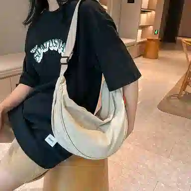 醇龙 大容量休闲简约时尚百搭复古轻便 织物 饺子包腋下包斜挎包 常规 男女同款情侣款 绿色/橘色/深蓝色/浅蓝色/黑色/米白色