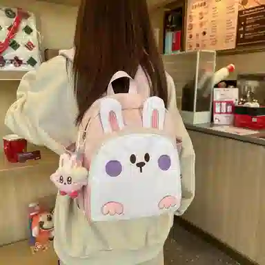 醇龙 幼儿园书包便携童趣宝宝背包卡通可爱小兔子 尼龙 双肩包 儿童款 白色/蓝色/紫色/粉色/黄色