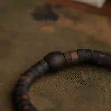 赤藤 高级感转运珠高级文玩药片珠木质五条纹平安福单圈木作佛珠#好运 降真香 手串 男女同款情侣款