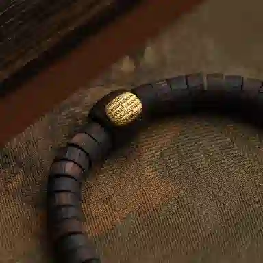 赤藤 高级感转运珠高级文玩药片珠木质五条纹平安福单圈木作佛珠#好运 降真香 手串 男女同款情侣款
