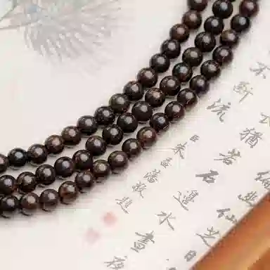 赤藤 八方来财多财多福一帆风顺好运连连新中式国潮复古典雅高端文玩盘玩黑油多圈素串木精致念珠文玩国风木作 贡木 手串 男款