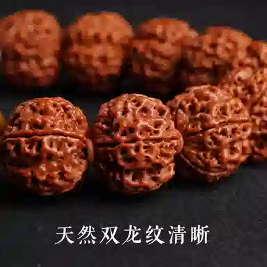 赤藤 吉祥如意招财进宝新中式复古风高雅大气九眼天珠文玩尼泊尔大盘玩爆肉红皮单圈文玩念佛#好运 金刚菩提 手串 男款