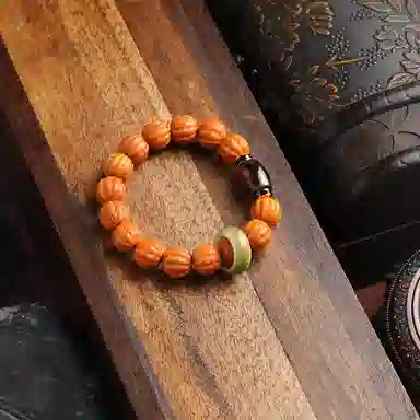 赤藤 新中式小众设计国风复古时来运转招财进宝转运珠京八棱文玩配饰天珠玛瑙菩提跑环盘玩佛珠#好运 猴头核桃 手串 男女同款情侣款