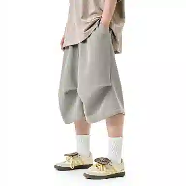 膨胀潮牌 美式潮牌系绳阔腿宽松休闲短裤 男女同款