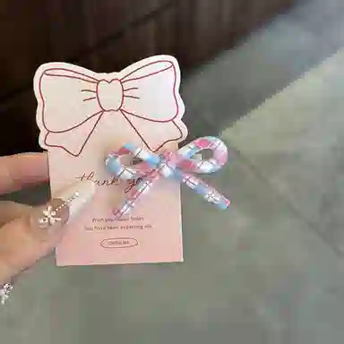 如花梦 甜美小清新蝴蝶结边夹侧边碎发刘海 亚克力 发夹 女款