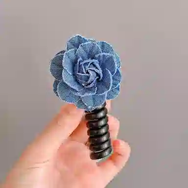 如花梦 精致牛仔花朵电话线网红气质高级感头花皮筋皮筋头饰 布艺 发圈 女款