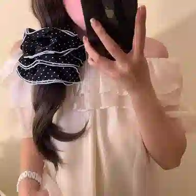 如花梦 早春高级感温柔气质波点大肠 布艺 发圈 女款