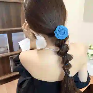 如花梦 精致牛仔花朵电话线网红气质高级感头花皮筋皮筋头饰 布艺 发圈 女款