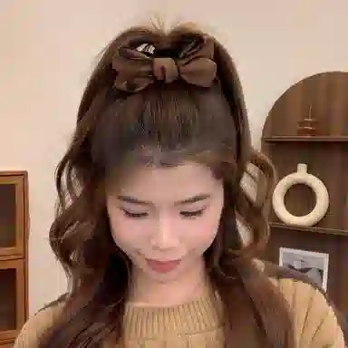 如花梦 甜美蝴蝶结高马尾抓夹氛围感少女心后脑勺扎发日常百搭气质丸子头 布艺 亚克力 发夹 女款