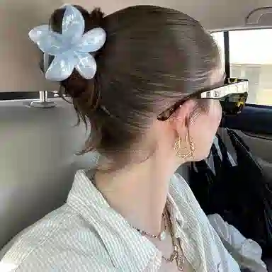 如花梦 薄荷鸡蛋花晕染高级感花朵鲨鱼甜美后脑勺 亚克力 发夹 女款