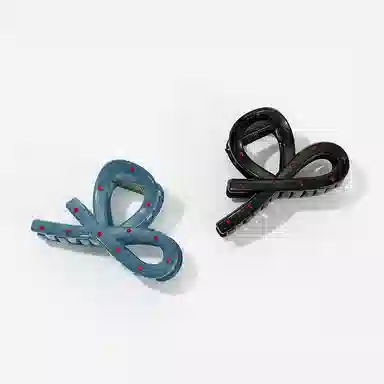 如花梦 丝带蝴蝶结波点韩系氛围感鲨鱼夹简约气质甜美 亚克力 发夹 女款