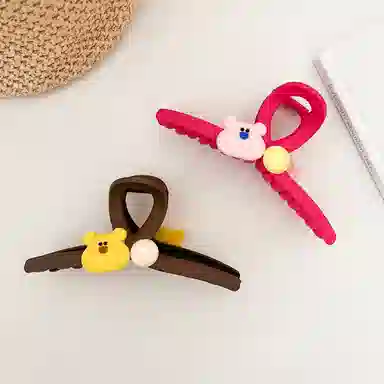 如花梦 氛围感 甜美可爱嘟嘟熊夏季百搭盘发发抓 亚克力 发夹 女款