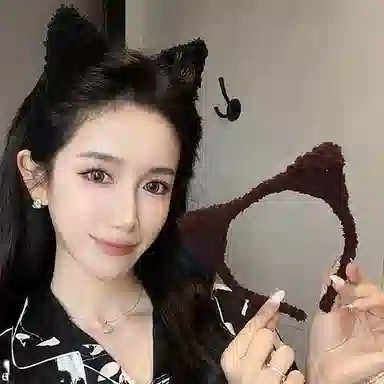 如花梦 可爱猫咪绒毛甜美猫耳朵 洗脸面膜束发头箍 布艺 发箍 女款